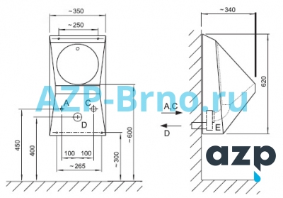 Писсуар из нержавеющей стали с автоматическим смывом INTELLIGENT IQ AUP 02 AZP Brno Чехия (фото, схема)