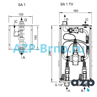 Кнопка для душа MAS SA 1.1 AZP Brno Чехия (фото, схема)