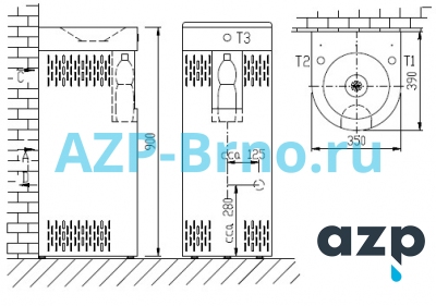 Напольный питьевой фонтанчик AFO 01.SCL AZP Brno Чехия (фото, схема)